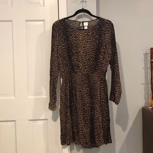 H and M Long Sleeve Leopard Print Dress